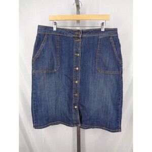 Liz Claiborne Button Denim Jean Skirt Size 14